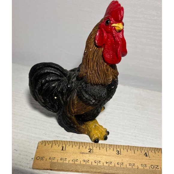 Rooster Figurine Hand Painted 4" Signed 1985 Farmhouse Decor Resin - Picture 10 of 14